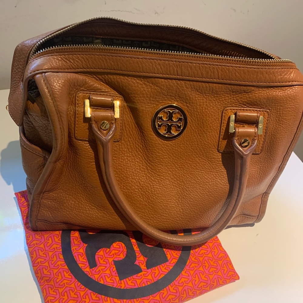 Tory Burch Leather Satchel Bag Camel